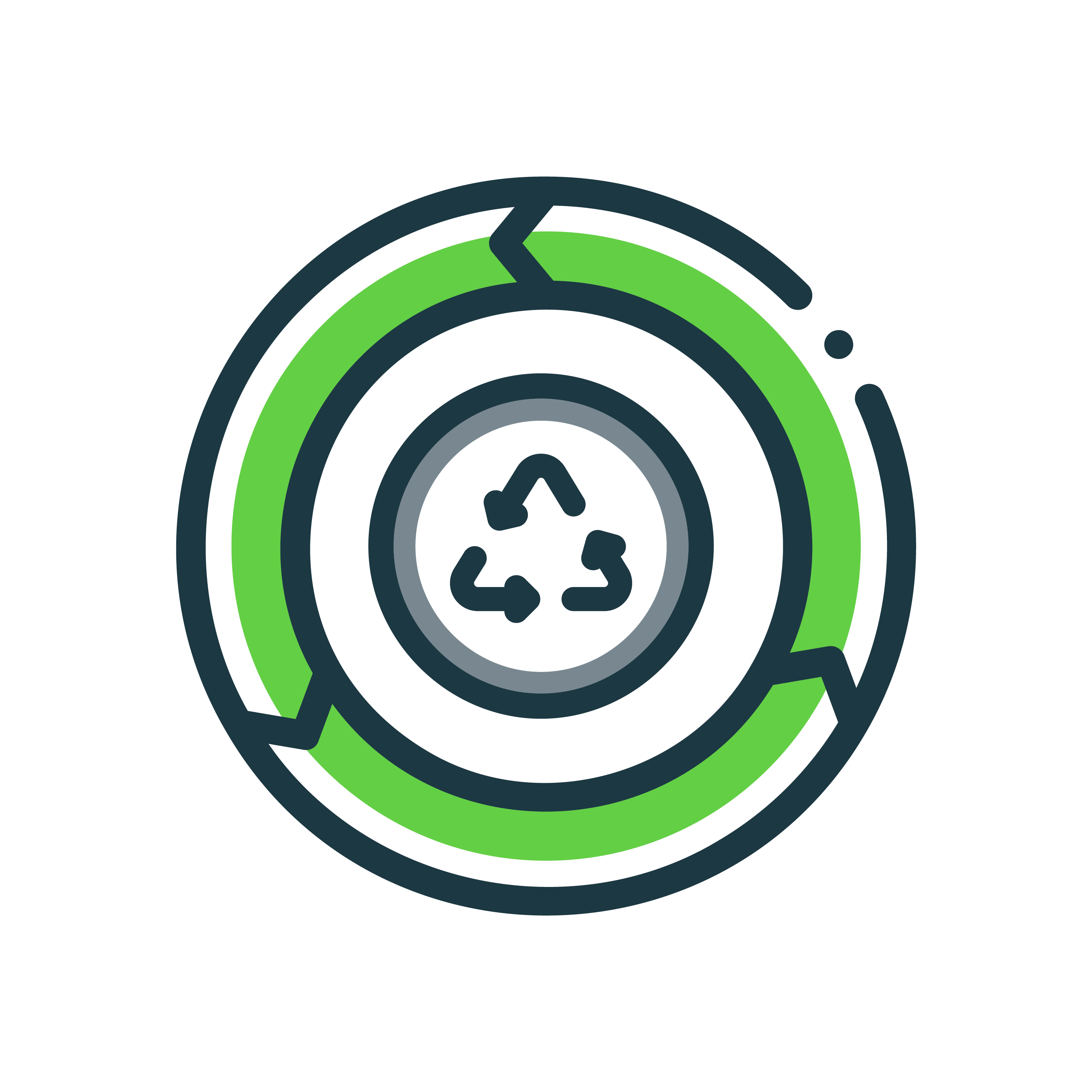 an icon showing a recycle sign in the middle of a ring structure