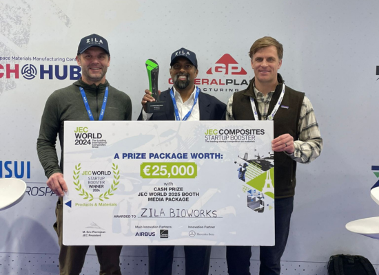 Three men holding big check of price package worth 25000 Euros